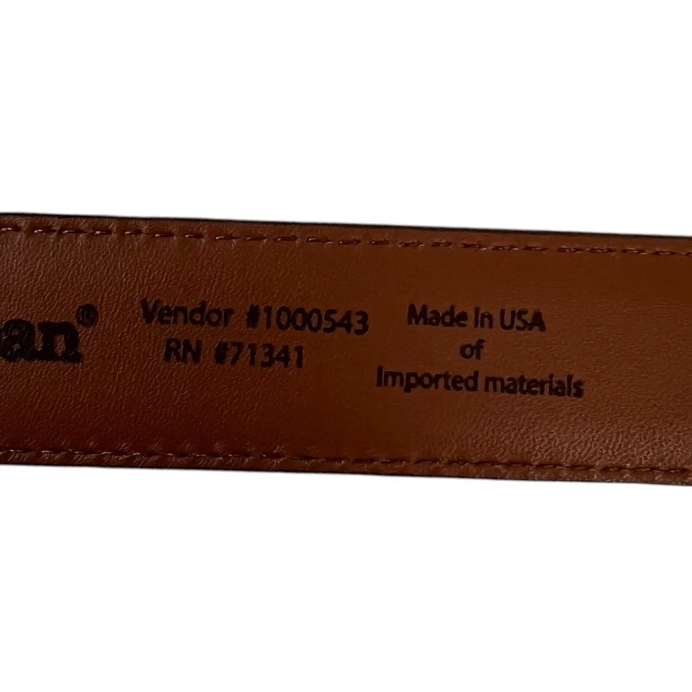 L.L. Bean Brown Full Grain Leather Made In USA Belt Mens Size 38 Casual EUC - Picture 9 of 12
